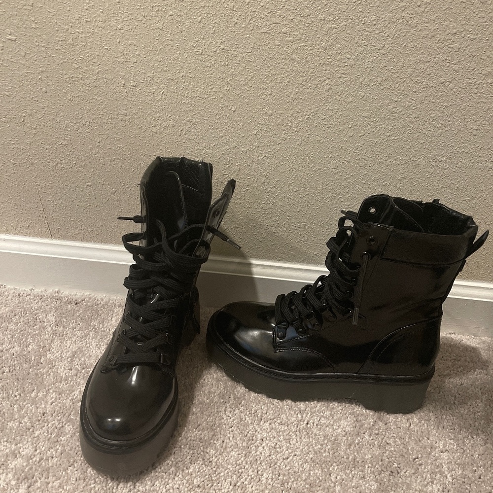 Black combat boots